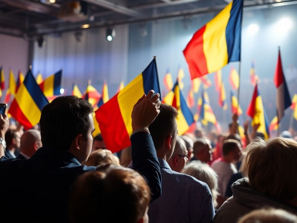 Mulțime la miting electoral în România.