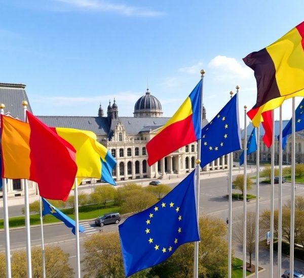 Panorama a clădirilor Parlamentului European în Bruxelles.